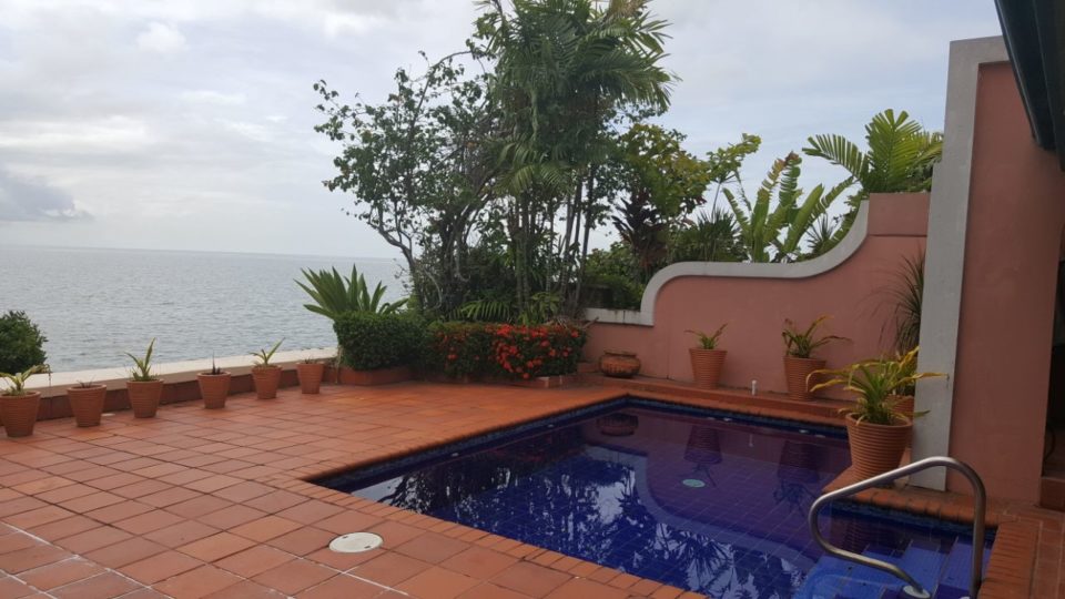 3 bedroom, 2 storey waterfront villa with patio, private pool and spectacular panoramic views out to sea