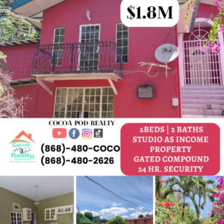 Two Storey House at Auzonville Heights, Tunapuna – 2 bed 2 bath plus studio