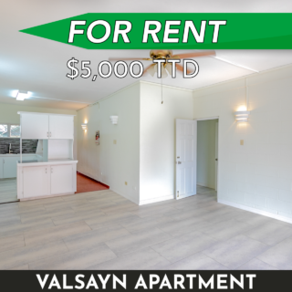 Valsayn Apartment for Rent: 2 Bed, 1 Bath, Unfurnished