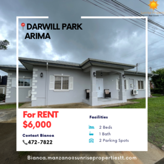 Darwill Park, Arima – 2Bed Rental Brand New