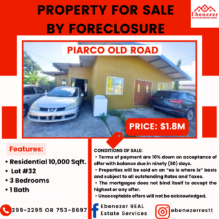 Piarco Old Road House for Sale by Foreclosure