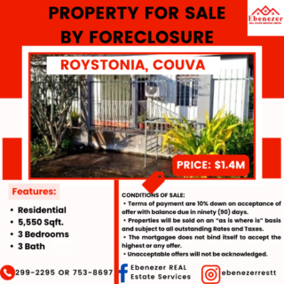 Couva House for Sale by Foreclosure